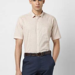 Van Heusen Beige Cotton Slim Fit Printed Shirt-image-17