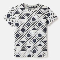 Antony Morato Boys Blue Printed Regular Fit T-Shirt-image-95