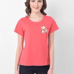 Clovia Coral Printed T-Shirt-image-8