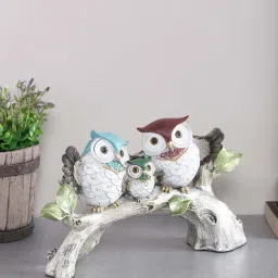 Tayhaa White Resin Owls Statue - Set of 1-image-49