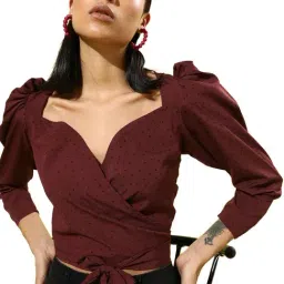Sera Maroon Polka Dots Crop Top-picture-39
