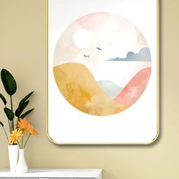 Livin'luxe White & Gold-Toned Abstract Printed Wooden Wall Painting-6