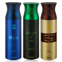 Ajmal Blu, Sacrifice II & Wisal Dahab Deodorant for Men- Pack of 3-image-91