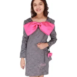 Cutecumber Kids Grey & Pink Printed Full Sleeves Dress-17