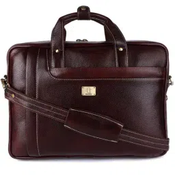 HiLEDER Brown Textutred Large Leather 16.5 inch Laptop Bag-image-13