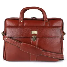 HiLEDER Tan Textutred Large Leather 16.5 inch Laptop Bag-18
