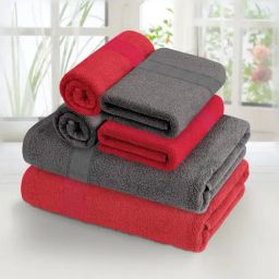 @home Nilkamal Aquacado Solid Charcoal Grey & Onion Cotton Bath Towel - Set of 6-image-28