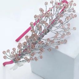 OOMPH Pink Crystal Bridal Hair Band-32
