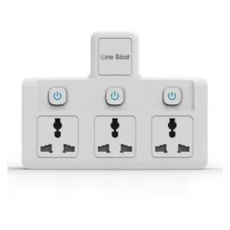 One Beat Ob-203 3 Socket Extension Boards with LED Indicator (White & Grey, 2 m)-image-2
