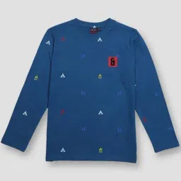 Gini & Jony Kids Blue Cotton Printed Full Sleeves T-Shirt-image-57
