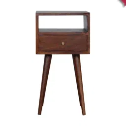 Artisan Furniture Solid Brown Mango Wood Side Table Cherry Finish-image-48