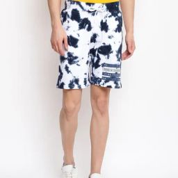 Belliskey Navy & White Regular Fit Tie - Dye Shorts-picture-13