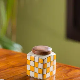 ExclusiveLane 'Shatranj Check' Hand-painted Storage Jar & Container (Airtight, 200 ML, 4 Inch)-2