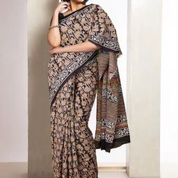 Unnati Silks Black Cotton Printed Saree With Unstitched Blouse-image-13