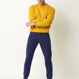 Rare Rabbit Blue Cotton Solid Regular Fit Trackpants-picture-42