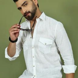 Indian Needle White Cotton Regular Fit Solid Casual Shirt-image-87