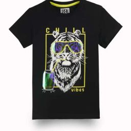 Gini & Jony Kids Black Graphic T-Shirt-image-44