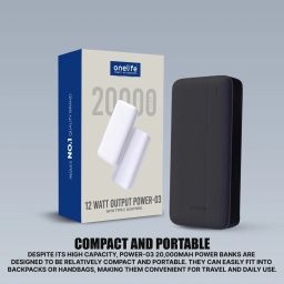 Onelife Power 03, 20000mAh 12W Lithium-Polymer Power Bank with Dual Input, Dual Output (Black) image 5