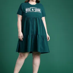 DressBerry Curve Print A-Line Dress-image-7