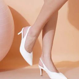 Sherrif Women's White Sling Back Stilettos-image-77