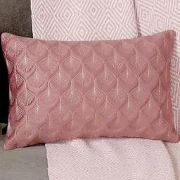 MONKDECOR Pink & Gold-Toned Floral Velvet Rectangle Cushion Covers-image-32