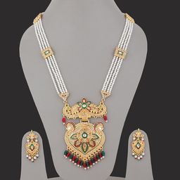RHOSYN Gold-Plated CZ Stone Studded & Beaded Jewellery Set-image-23