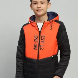 Monte Carlo Boys Black & Orange Polyester Blend Solid Jacket-image-78