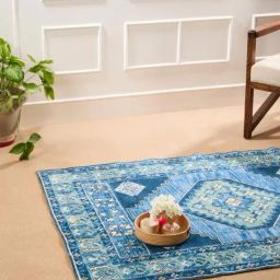 Fabindia Aadhik Blue Cotton Printed Dhurrie-picture-32