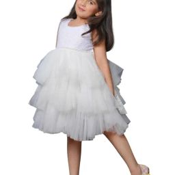 Bella Moda Girls White Regular Fit Dress-image-26