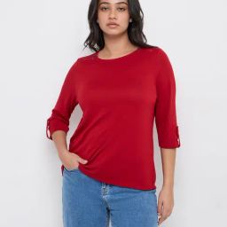 Gia by Westside Red Solid Top-image-26