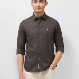 U.S. Polo Assn. Denim Co. Brown Cotton Slim Fit Shirt-picture-32