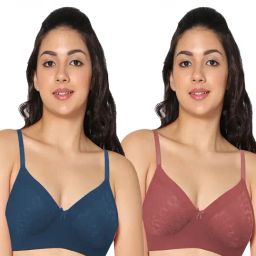 IN CARE Blue & Rust Non-Wired Full Coverage Push-Up Bra - Pack of 2-image-96