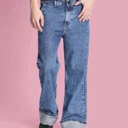 Bene Kleed Men Wide Leg High-Rise Cotton Retro Denim Jeans-image-99