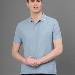 Red Tape Sky Blue Regular Fit Self Design Cotton Polo T-Shirt-image-11