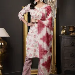 Stylum Women Floral Printed Regular Kurta with Trousers & With Dupatta-picture-17