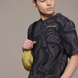 FCUK Pure Cotton Abstract Printed Drop-Shoulder Sleeves Oversized T-shirt-image-5