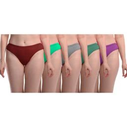 AROUSY Grey & Green Cotton Bikini Panties - Pack Of 5-image-82