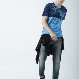 Huetrap Men Blue Printed Round Neck T-shirt-image-102
