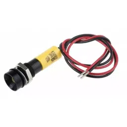 RS PRO Yellow Panel Mount Indicator 220V AC, Mounting Hole Size 8 mm, Termination Type Lead Wires, IP Rating IP67, Model No 7239656-21