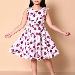 BARKAT DESIGNING PLANET Girl Floral Printed Round Neck Fit and Flare Dress-29