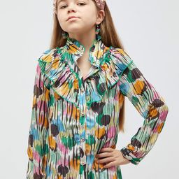 One Friday Ruffled Abstract Printed Shirt Style Top-picture-20