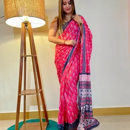HERE&NOW Ethnic Motifs Pure Cotton Bagru Saree-picture-38