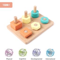 Intellibaby Wooden Twist & Stack Shapes Level 9 - Multicolor-24