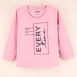 Fido Full Sleeves Top Text Print - Pink-picture-26