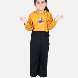 Aww Hunnie Full Sleeves Bird Placement Printed Top & Pajama Set - Mustard Yellow & Black-image-55