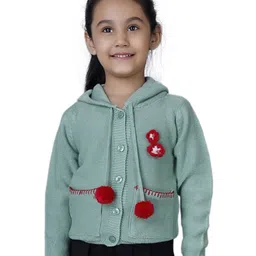 JoE Hazel Full Sleeves Pom Pom Detailed Hooded Sweater - Sea Green-picture-40