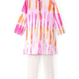 Babyhug Cotton Woven Full Sleeves Kurta & Pyjama Set Tie & Dye Print - Pink-picture-31