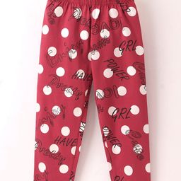 Doreme Cotton Single Jersey Knit Full Length Leggings Text Print - Pink-image-39
