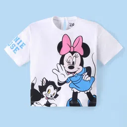 Babyhug Disney Cotton Knit  Drop Shoulders Half Sleeves T-Shirt with Minnie Mouse Family Graphics - White-picture-16