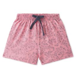 Evimo Single Jersey Knit Above Knee Length Shorts with Floral Print - Peach-image-48